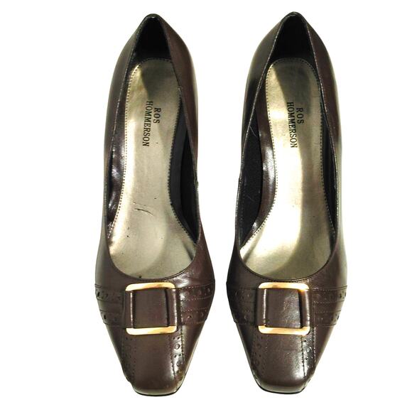 Ros Hommerson Pumps Brown Leather Heeled Slip On Heeled Shoes Womens 6.5 - Picture 3 of 5